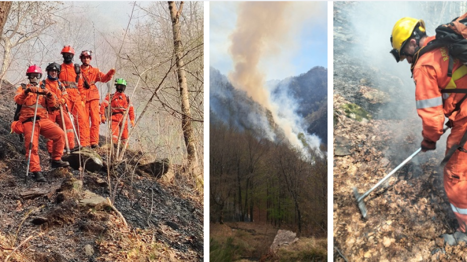 Grande incendio in Valsesia, in azione anche volontari Aib dal VCO 
